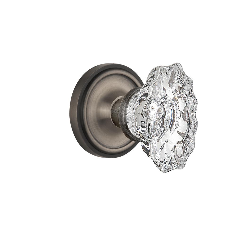 Nostalgic Warehouse CLACHA Full Passage Set Without Keyhole Classic Rosette with Chateau Knob in Antique Pewter